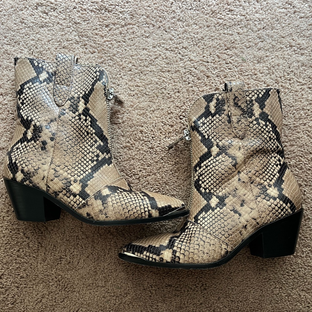 6.5 Paige Snake Skin Embossed Leather Boots